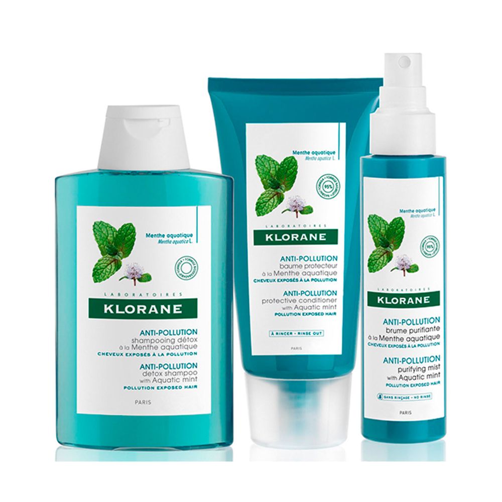 Shampoo Klorane Detox a la Menta Acuatica 200 ml + Balsamo y Bruma Purificante